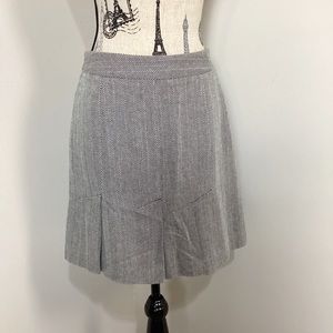 .135 Loft Women’s Grey Black Wool Aline Mini Skirt Pleated Tweed Fabric Side Zip